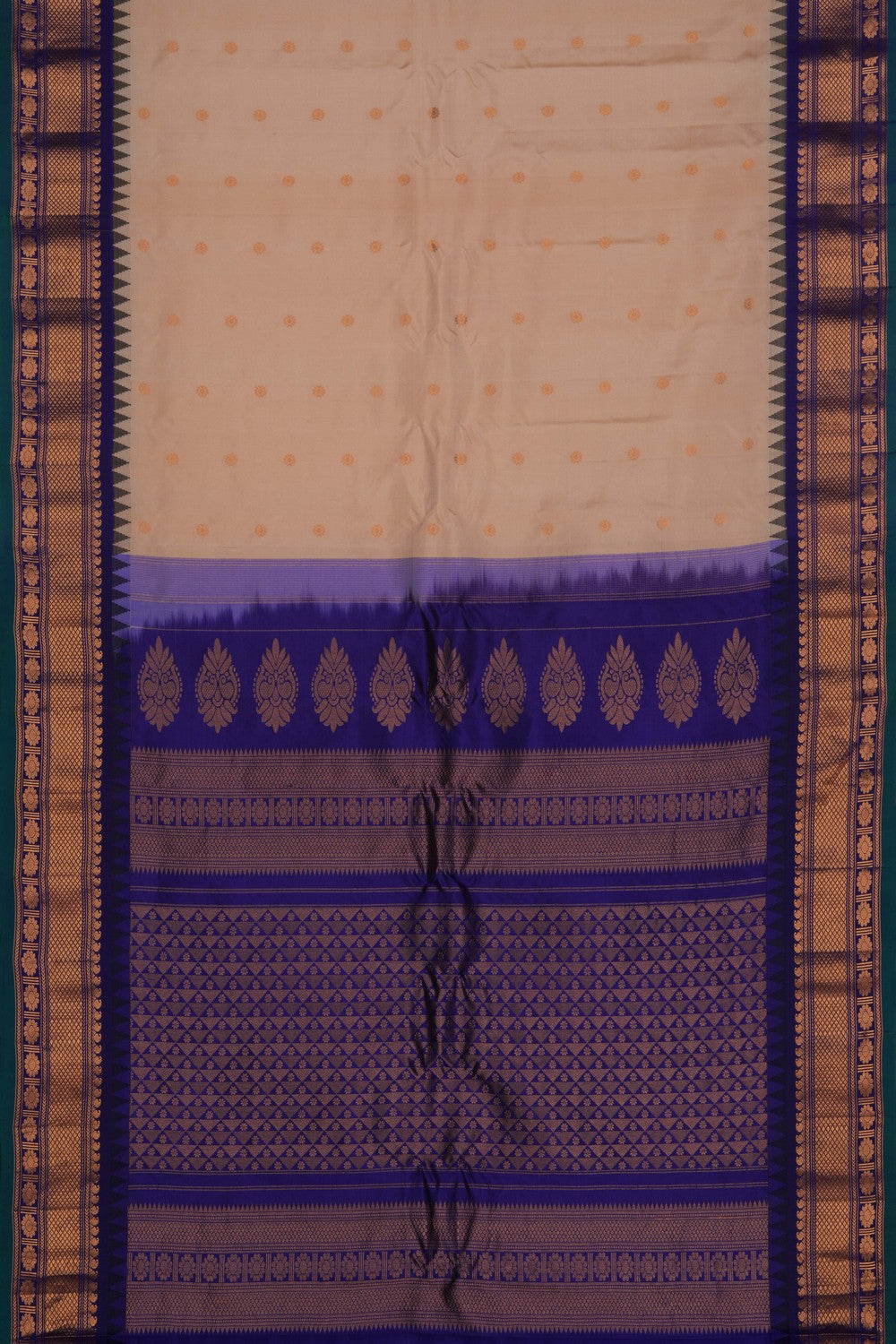 Image of Gadwal Silk Off White Saree